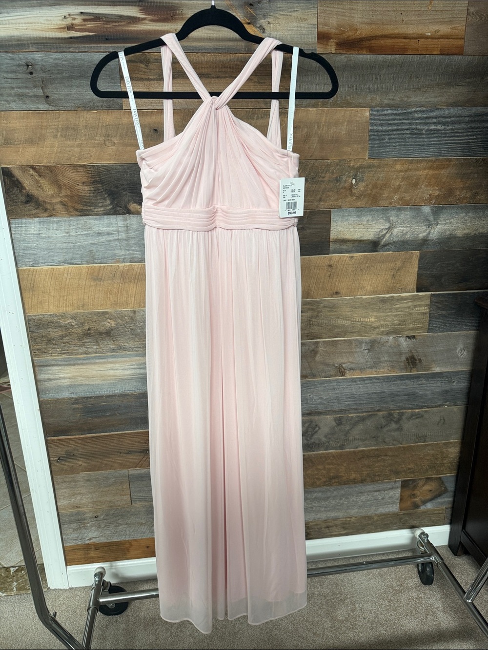 Blush Pink Halter Chiffon Maxi Dress - Picture 1 of 7